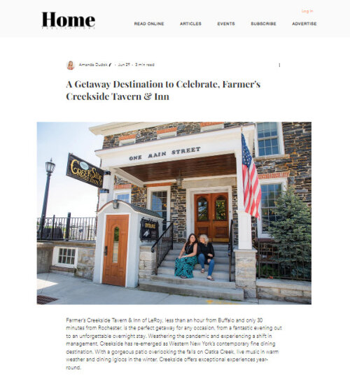 Home Magazine article about Farmer's Creekside Tavern & Inn