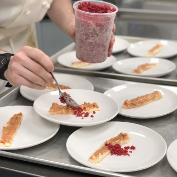 Crab panna cota with cocktail granita