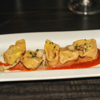 Wild boar tortellini with mushrooms and marinara